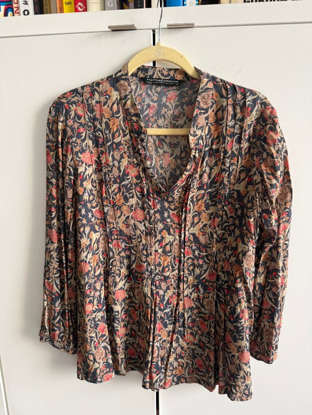 Peruvian Connection Floral Pleated Blouse Size Medium